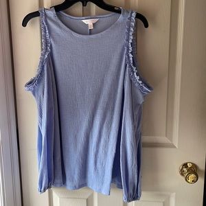 Lauren Conrad cold shoulder long sleeve top, size M, blue, excellent condition